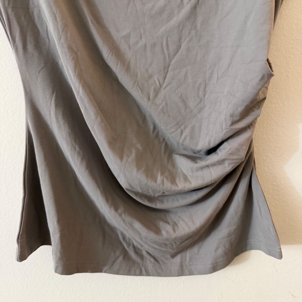 OGL Eco-SkinKiss Boatneck Flutter‎ Sleeve Side Tucked Long Tee gray large NWT - Picture 10 of 16